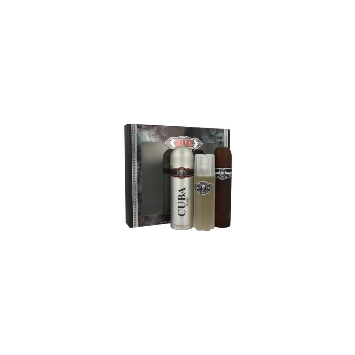 Cuba Black Gift Set 100 ml EDT, After Shave Cuba Black 100 ml and deospray Cuba Black 200 ml